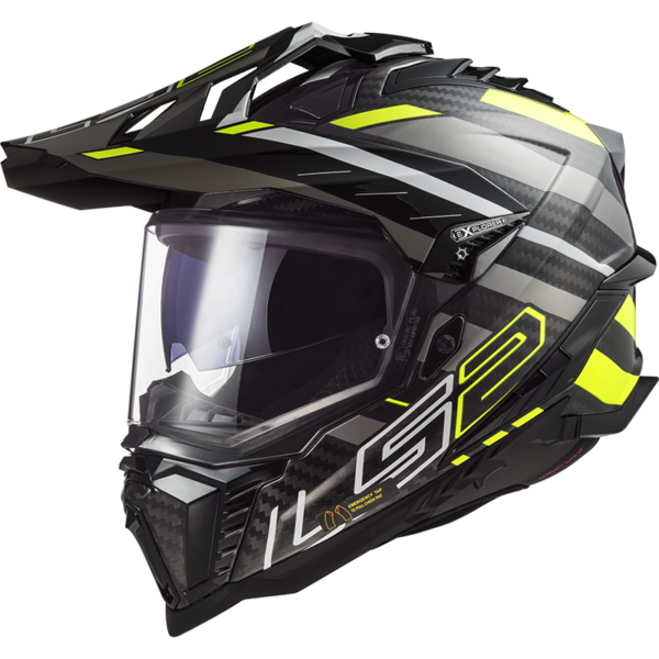 LS2 MX701 Explorer Carbon Edge Gloss Black Hi Viz Yellow